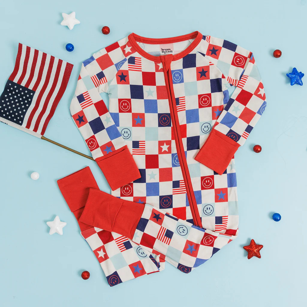 HOME OF THE FREE CHECKERS DREAM ROMPER | Dream Big Little Co.