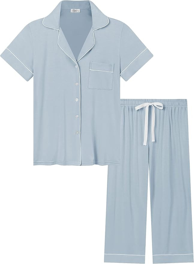 Joyaria Womens Bamboo Capri Pajamas Ultra Soft Sleepwear Cooling Pj Set | Amazon (US)