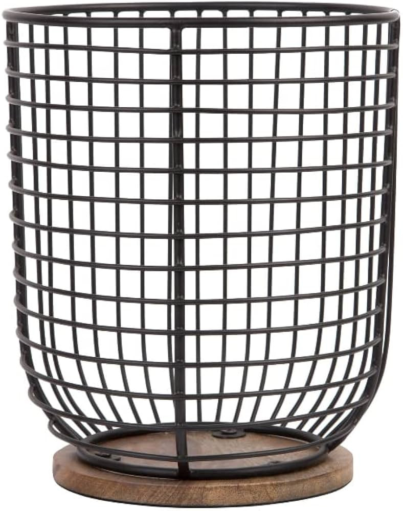 MosJos Extra Large Black Utensil Holder with Wooden Base - Farmhouse Utensil Storage - Wire Crock... | Amazon (US)