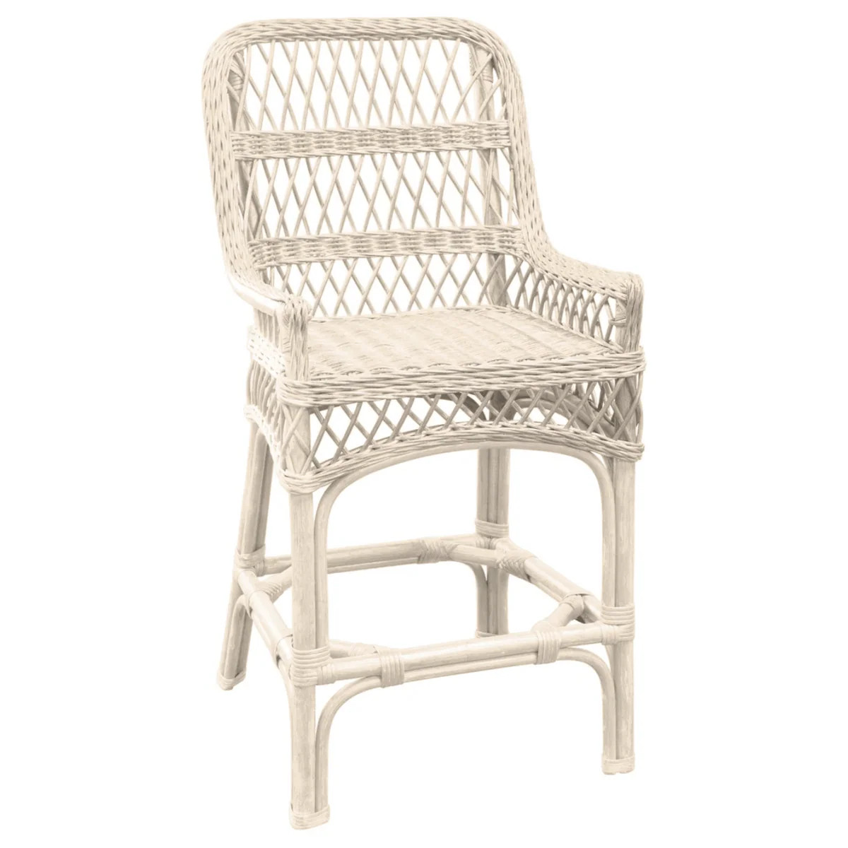 Harvested Rattan Wicker Open Weave Counter Stool with Cushion | The Well Appointed House, LLC