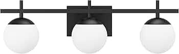 Ralbay Mid Century Modern Bathroom Vanity Lights 3-Light Matte Black Milky Glass Modern Bathroom ... | Amazon (US)