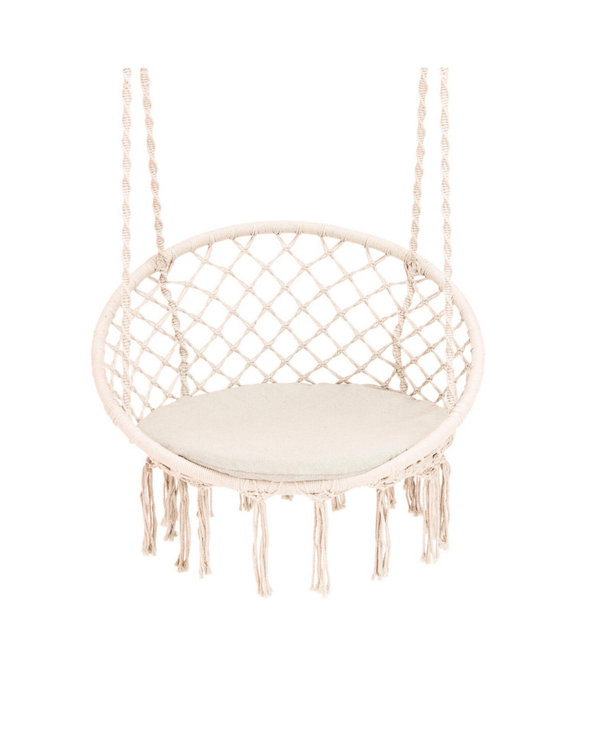 Slickblue Cushioned Hammock Swing Chair with Hanging Kit - Beige | Macy's