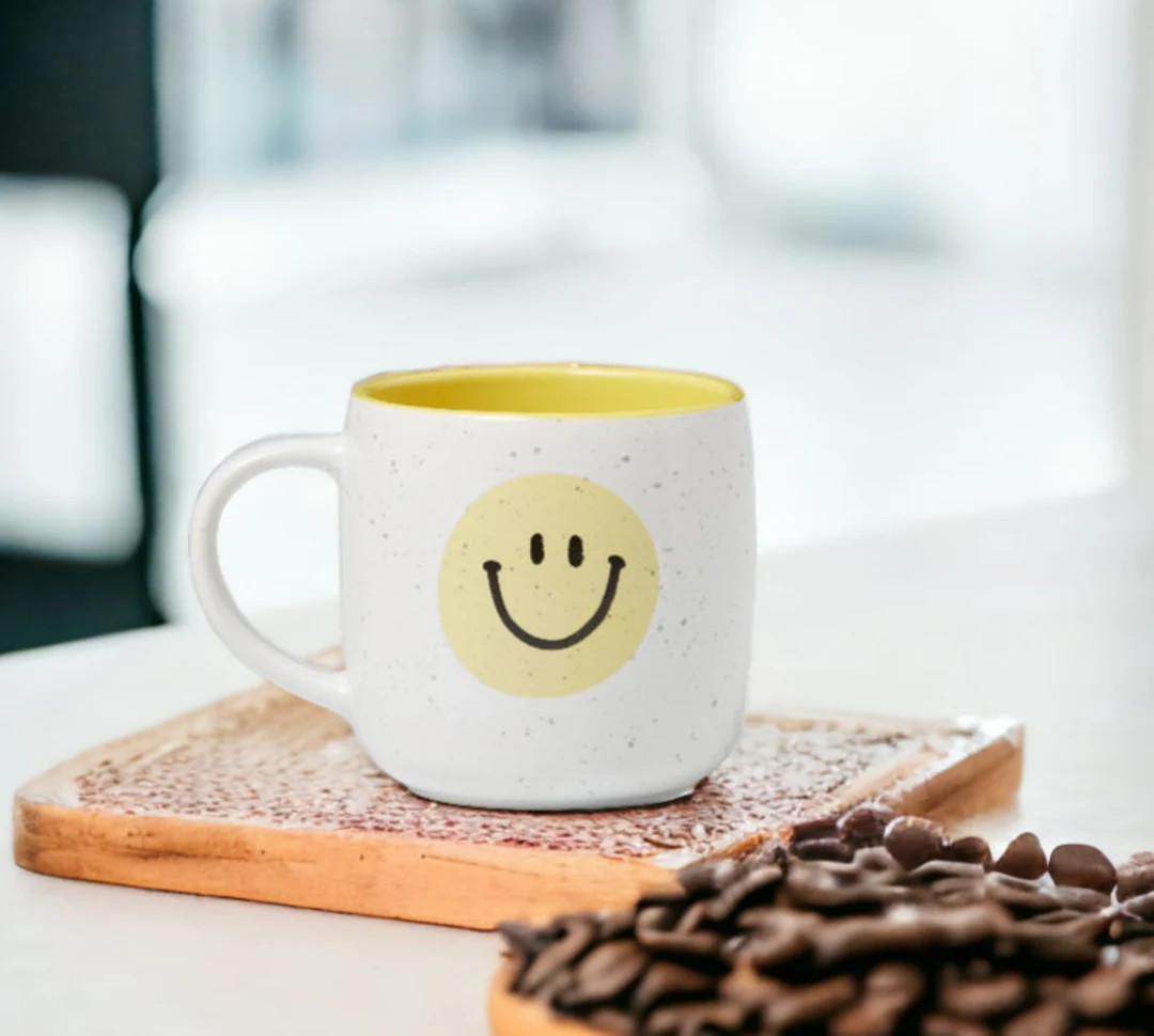 Gregorymotto 18oz Ceramic Mug With Cheerful White and Yellow - Etsy | Etsy (US)
