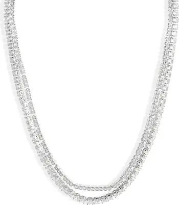 Nordstrom Cubic Zirconia Double Strand Tennis Necklace | Nordstrom | Nordstrom