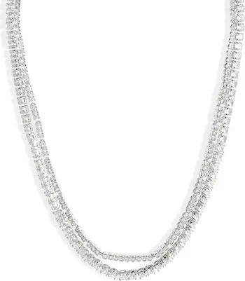 Nordstrom Cubic Zirconia Double Strand Tennis Necklace | Nordstrom | Nordstrom