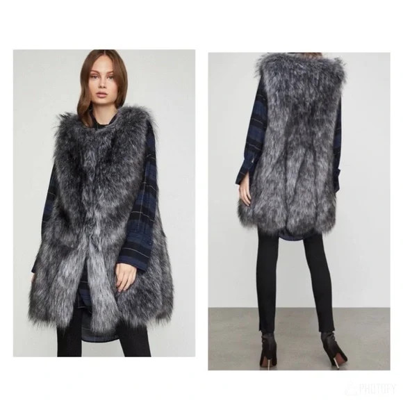 BCBGMAXAZRIA faux fur long vest NWOT | Poshmark