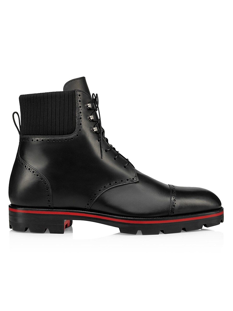 Christian Louboutin Men's City Leather Lasercut Combat Boots - Black - Size 40 (7) | Saks Fifth Avenue