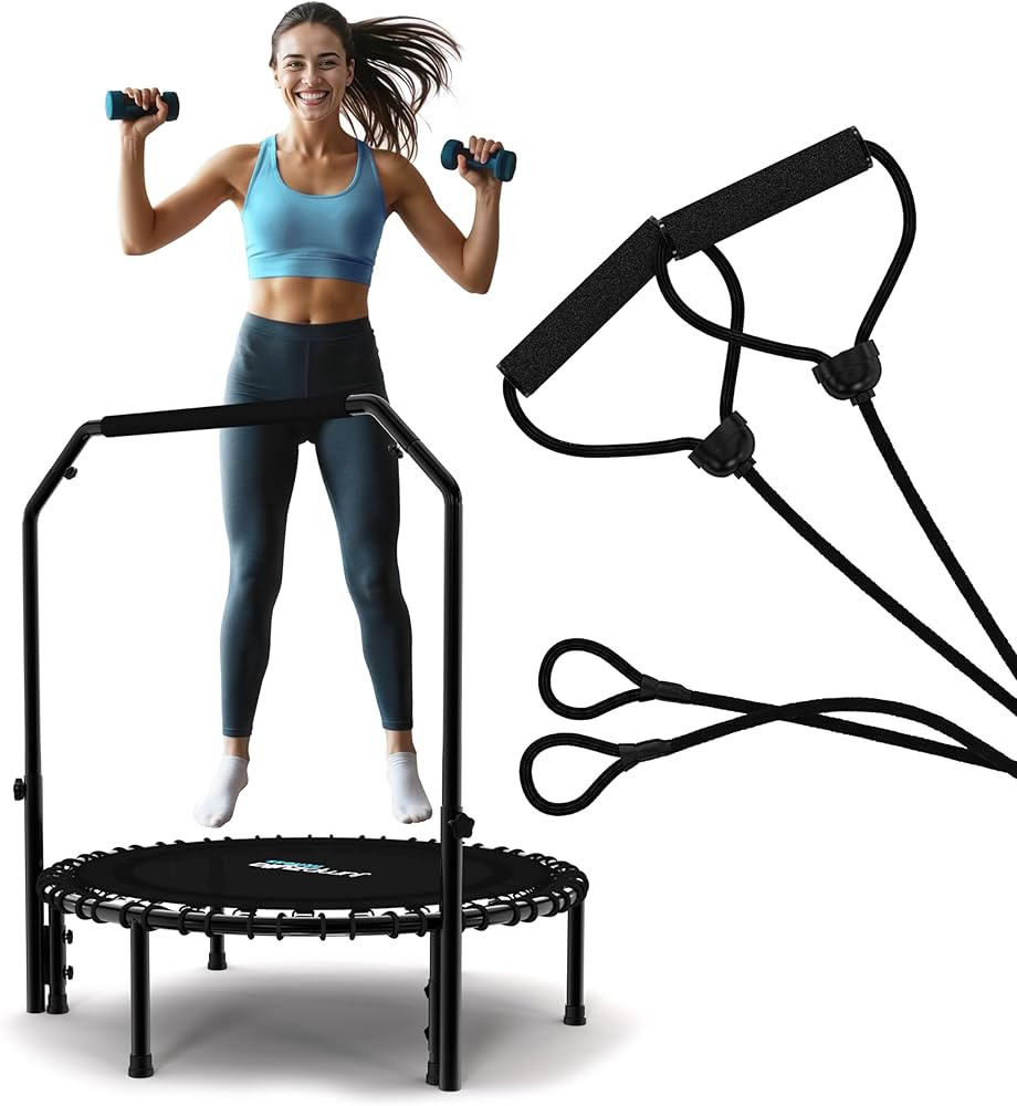 Jumpzylla Fitness Trampoline 40" or 48" | Foldable Mini Rebounder Trampoline for Adults with Bar ... | Amazon (US)