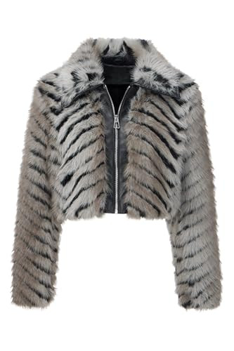 Bellivera Womens Faux Fur Leather Jacket Fleece Cropped Warm Fluffy Coat Soft Zip Outerwear | Amazon (US)