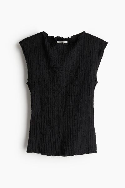 Textured jersey top - Black - Ladies | H&M GB | H&M (UK, MY, IN, SG, PH, TW, HK)