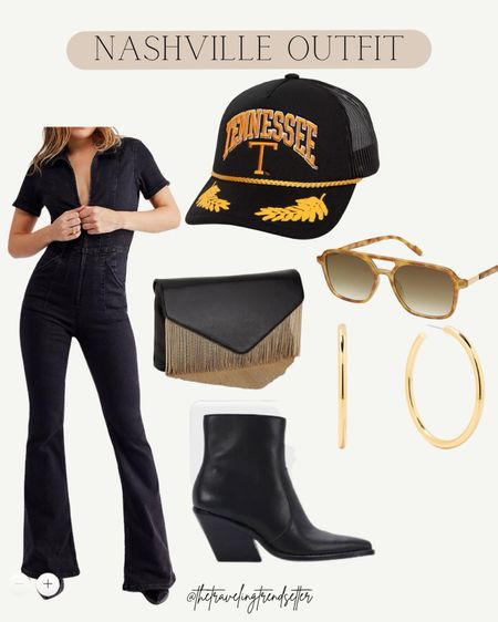Nashville outfit, black denim jumper, country music, concert, outfit, Halloween, college football game, outfit, game day, outfit, cowgirl, boots, fall shoes, booties, boots, black, cowgirl, boots, sunglasses, gold, hoops, small, going out, purse, trucker hat, Tennessee, Western, workwear, work outfit, business, casual, fall trends, fall outfit

#LTKstyletip #LTKfindsunder100 #LTKshoecrush