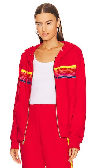 5 Stripe Zip Hoodie in Red & Yellow Purple | Revolve Clothing (Global)