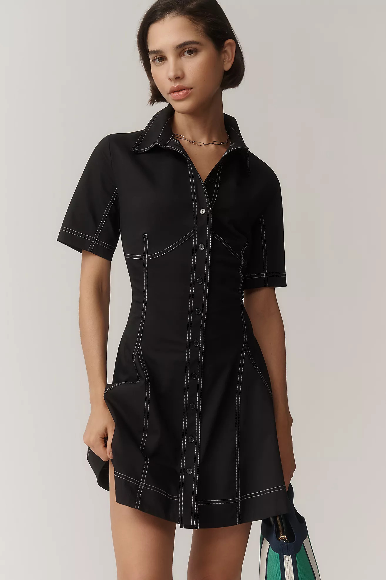 Exquise Contrast Stitch Mini Dress | Anthropologie (US)
