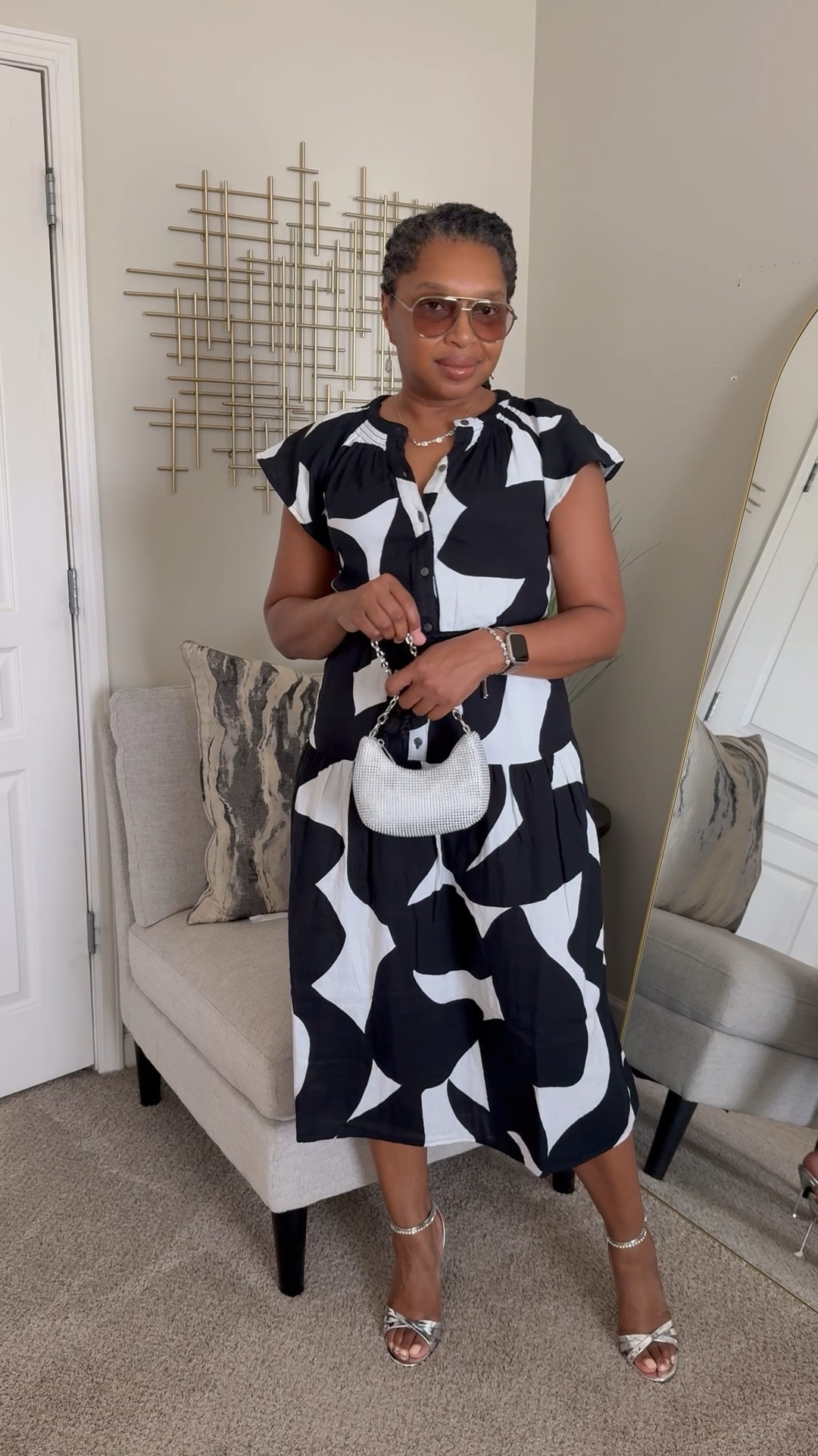 Classic black and white dress under $20 but elevated with accessories.
Size S for reference.
#summeroutfit 

#LTKMidsize #LTKOver40 #LTKSummerEdit