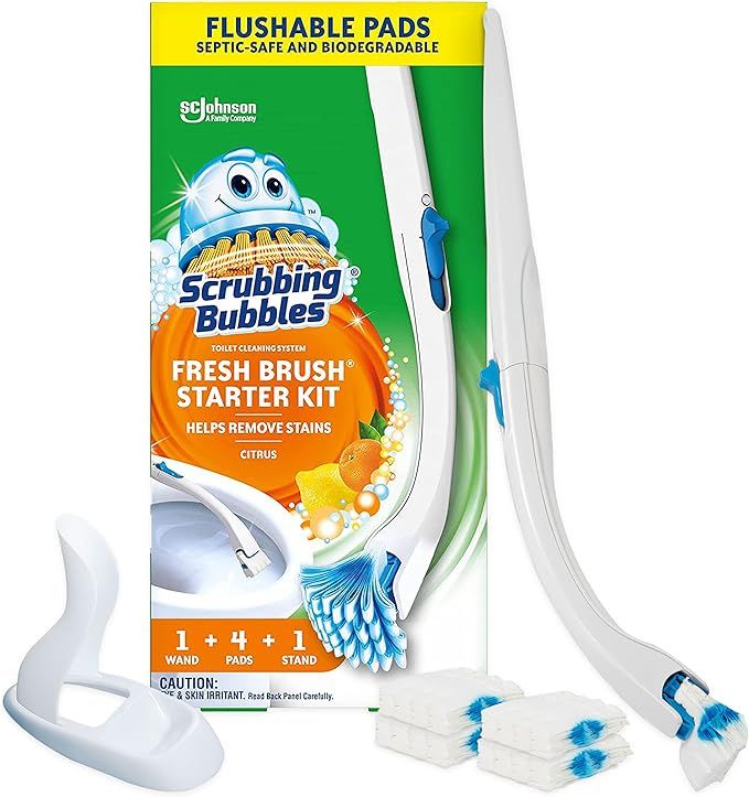 Scrubbing Bubbles Fresh Brush Toilet Bowl Cleaning System Starter Kit, Stain Removing Toilet Bowl... | Amazon (US)