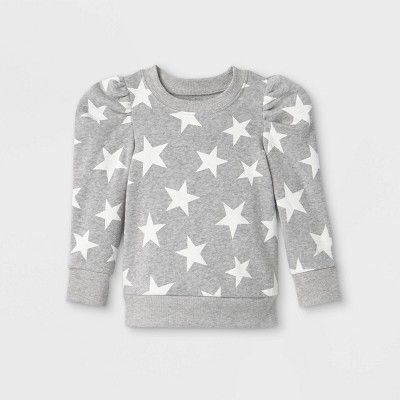 Grayson Mini Toddler Girls' Star Puff Sleeve Fleece Pullover - Gray | Target