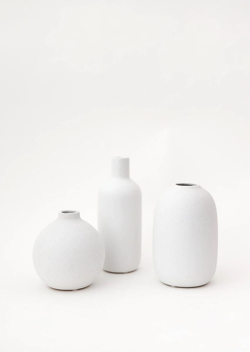 Afloral Set of 3 Matte Ceramic Bud Vases - 4.25-7" | Afloral