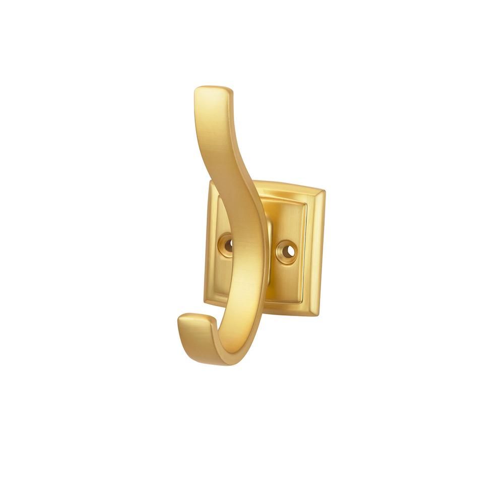 Hickory Hardware Dover 3/4 in. Brushed Golden Brass Hook (5-Pack) | The Home Depot
