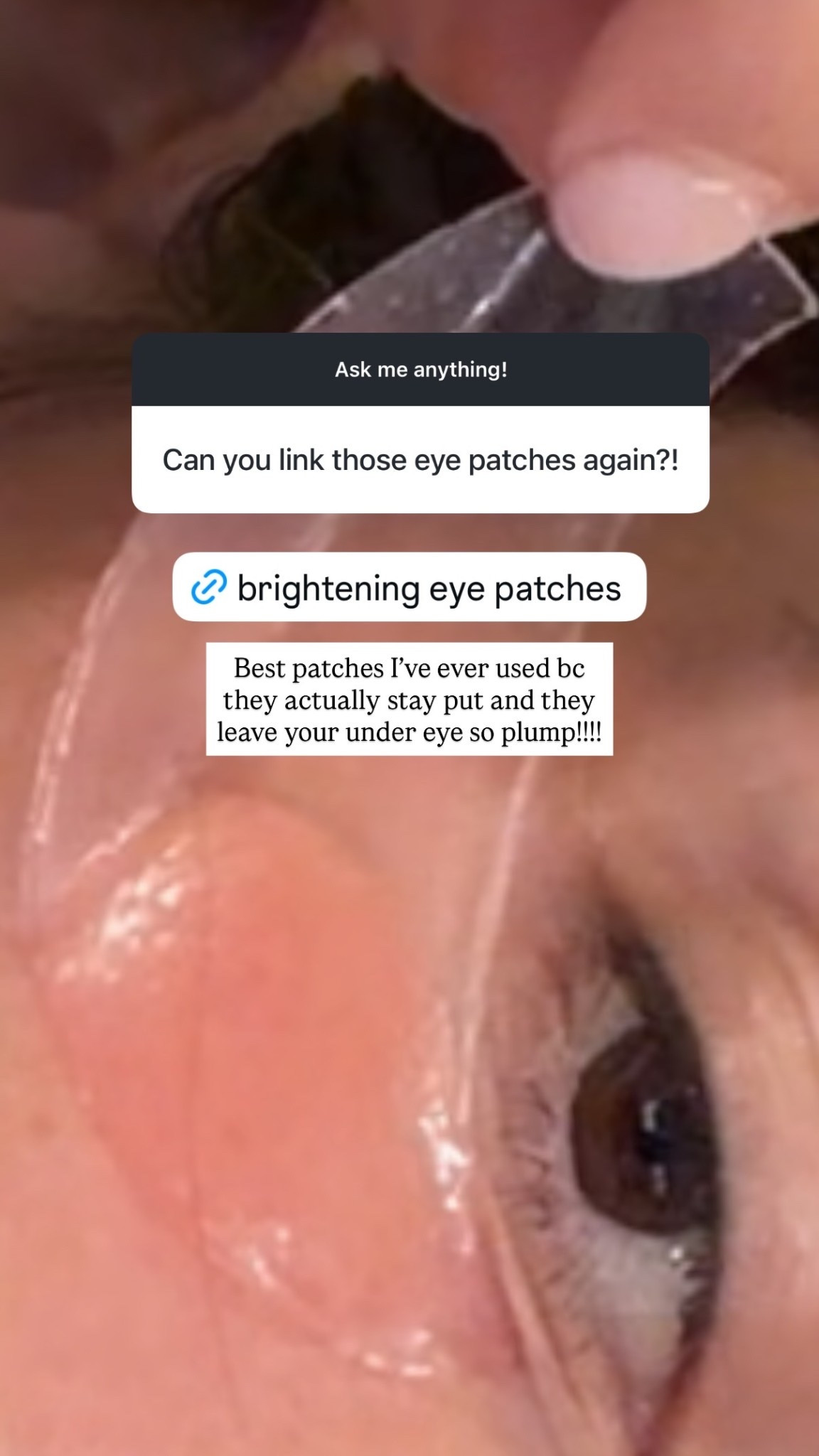 Best patches I’ve ever used bc they actually stay put and they leave your under eye so plump!!!!
