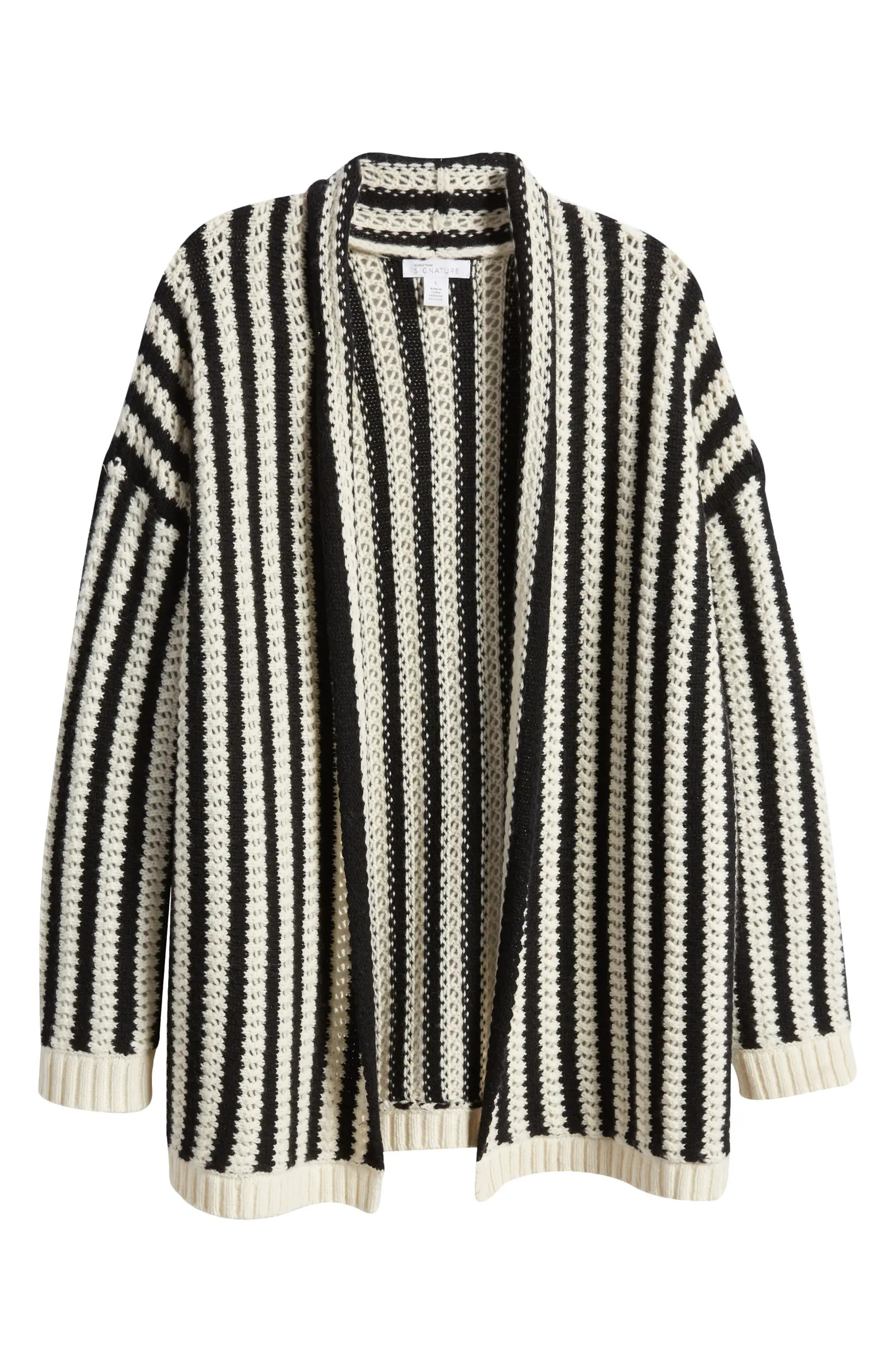 Chainette Stripe Wool & Cashmere Cardigan | Nordstrom