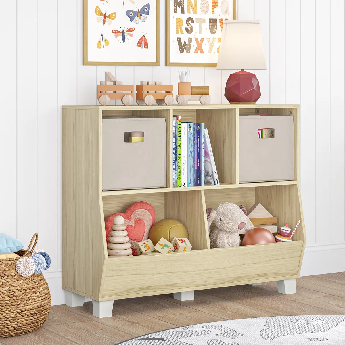 RiverRidge Kids Catch-All Playroom 35in Toy Storage Organizer with 3 Cubbies and 2 Storage Compar... | Wayfair North America