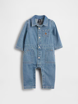 Baby Denim Stripe Utility One-Piece | Gap (US)