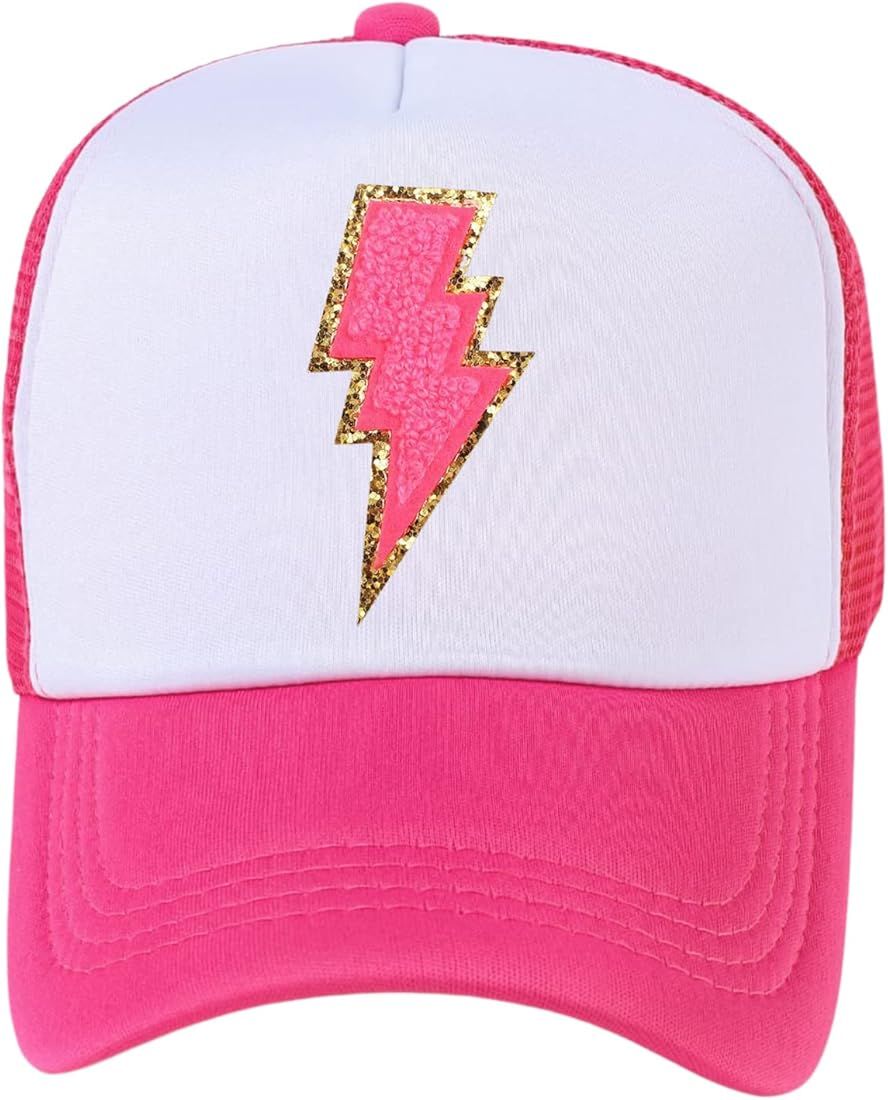 Lightning Bolt Hat Glitter Lightning Trucker Hats Women Cute Trendy Snapback Preppy Hat 80s Retro... | Amazon (US)