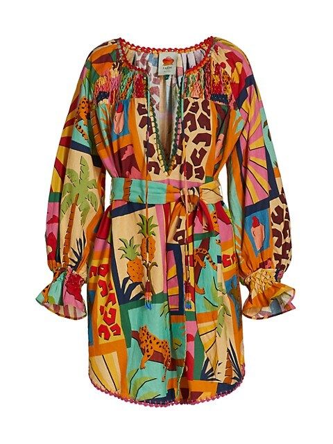 Tropical Collage Linen-Blend Tunic Dress | Saks Fifth Avenue