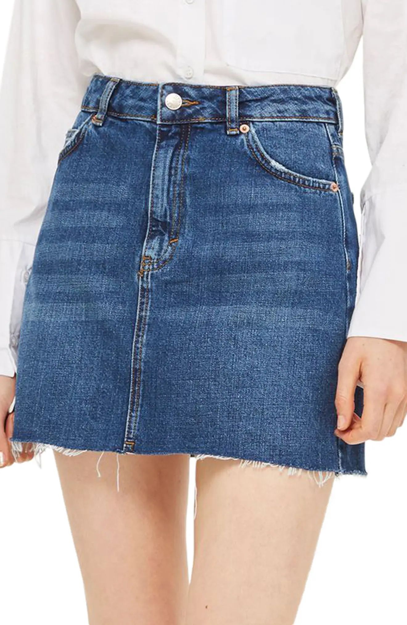 Frayed Hem Denim Miniskirt | Nordstrom