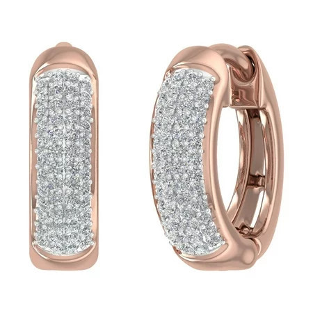 1/4 Carat Round Diamond Ladies Huggies Hoop Earrings in 14K Rose Gold (SI1-SI2 Clarity) | Walmart (US)