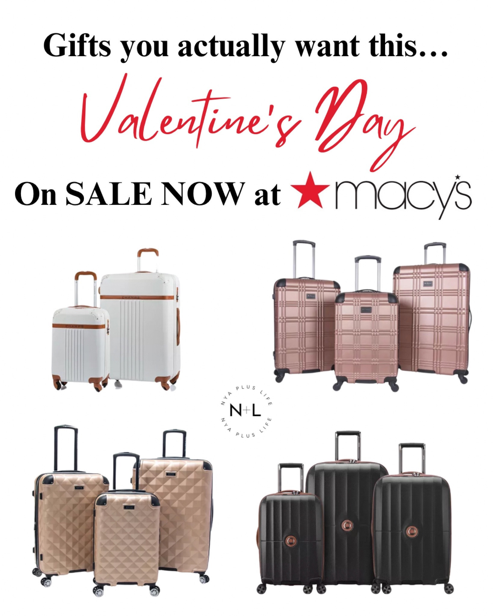 Valentine day gift ideas. Macy’s is having a huge sale on luggage sets. Some sets are up to 70% off! 
Travel in style✈️
#travel #luggage #carryons #luggagesets #valentinesdaysales


#LTKsalealert #LTKtravel #LTKGiftGuide