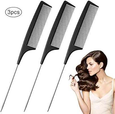 nuoshen 3 Pieces Fine Tooth Comb, Black Carbon Comb Professional Carbon Fibre Metal Pin Tail Comb... | Amazon (UK)