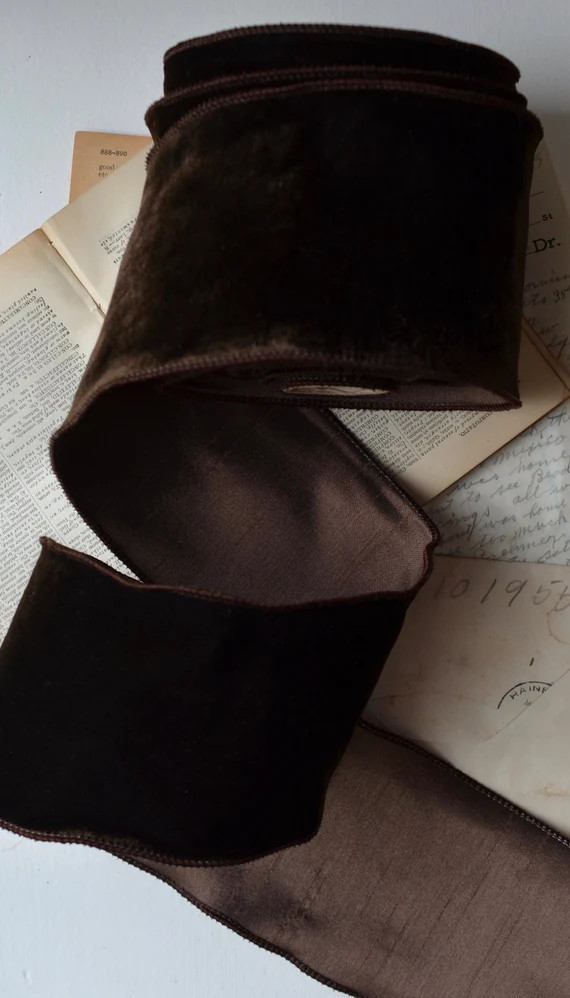 10 Yard Roll of Dark Walnut Chocolate Velvet and Dupioni - Etsy | Etsy (US)