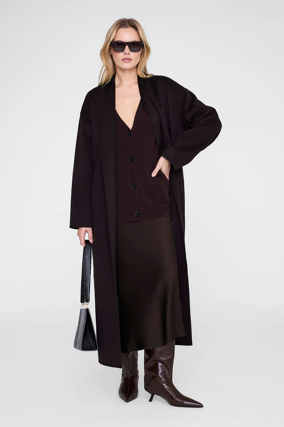 Bar Silk Skirt - Deep Brown | Anine Bing