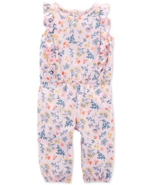 Carter's Baby Girls Floral-Print Ruffled Cotton Jumpsuit | Macys (US)