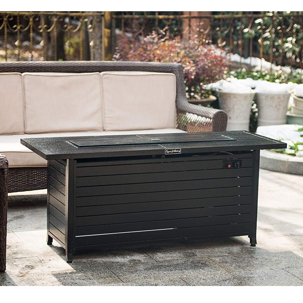 Legacy Heating 56 in. x 23 in. Rectangular Fire Pit Table in Hammered Black-CDFP-S-CB - The Home ... | The Home Depot