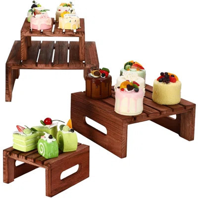 4 Pcs Wood Cupcake Display Stand Decorative Dessert Appetizer Cake Stand | Wayfair North America