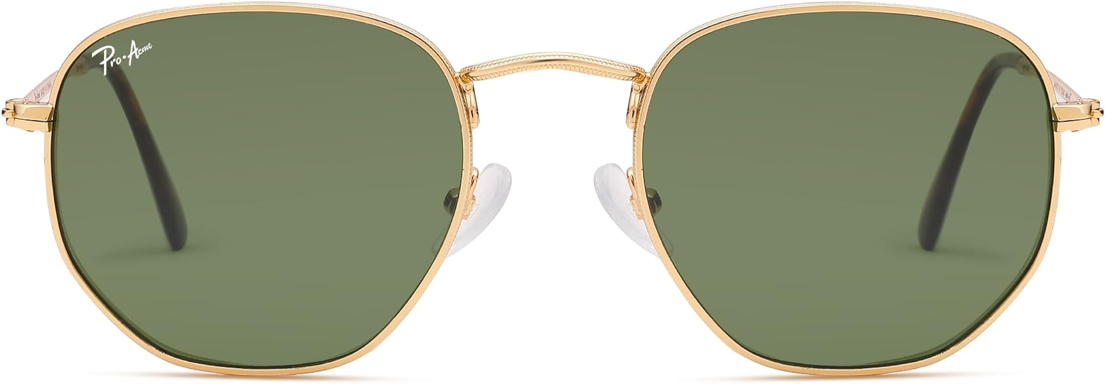 Pro Acme Small Square Sunglasses for Women Men 100% Real Glass Lens Hexagonal Frame | Amazon (US)