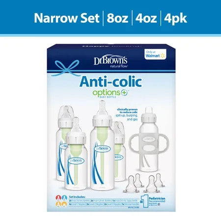 Dr. Brown's Anti-Colic Options+ First Year Baby Bottle Gift Set, Gray, BPA-Free, 0m+ | Walmart (US)