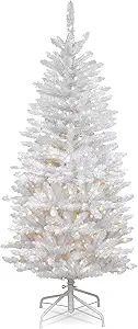 National Tree Company Artificial Pre-Lit Slim Christmas Tree, White, Kingswood Fir, White Lights,... | Amazon (US)