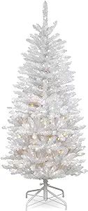 National Tree Company Artificial Pre-Lit Slim Christmas Tree, White, Kingswood Fir, White Lights,... | Amazon (US)