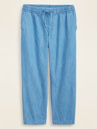 Mid-Rise Chambray Pull-On Pants for Women | Old Navy (US)