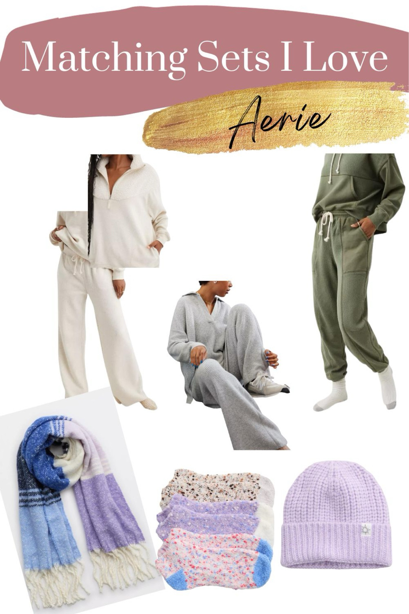 Aerie matching sets I love! From cozy joggers and wide leg pants these are the perfect work from home and stay at home mom outfits 

#LTKCyberWeek #LTKGiftGuide #LTKsalealert
