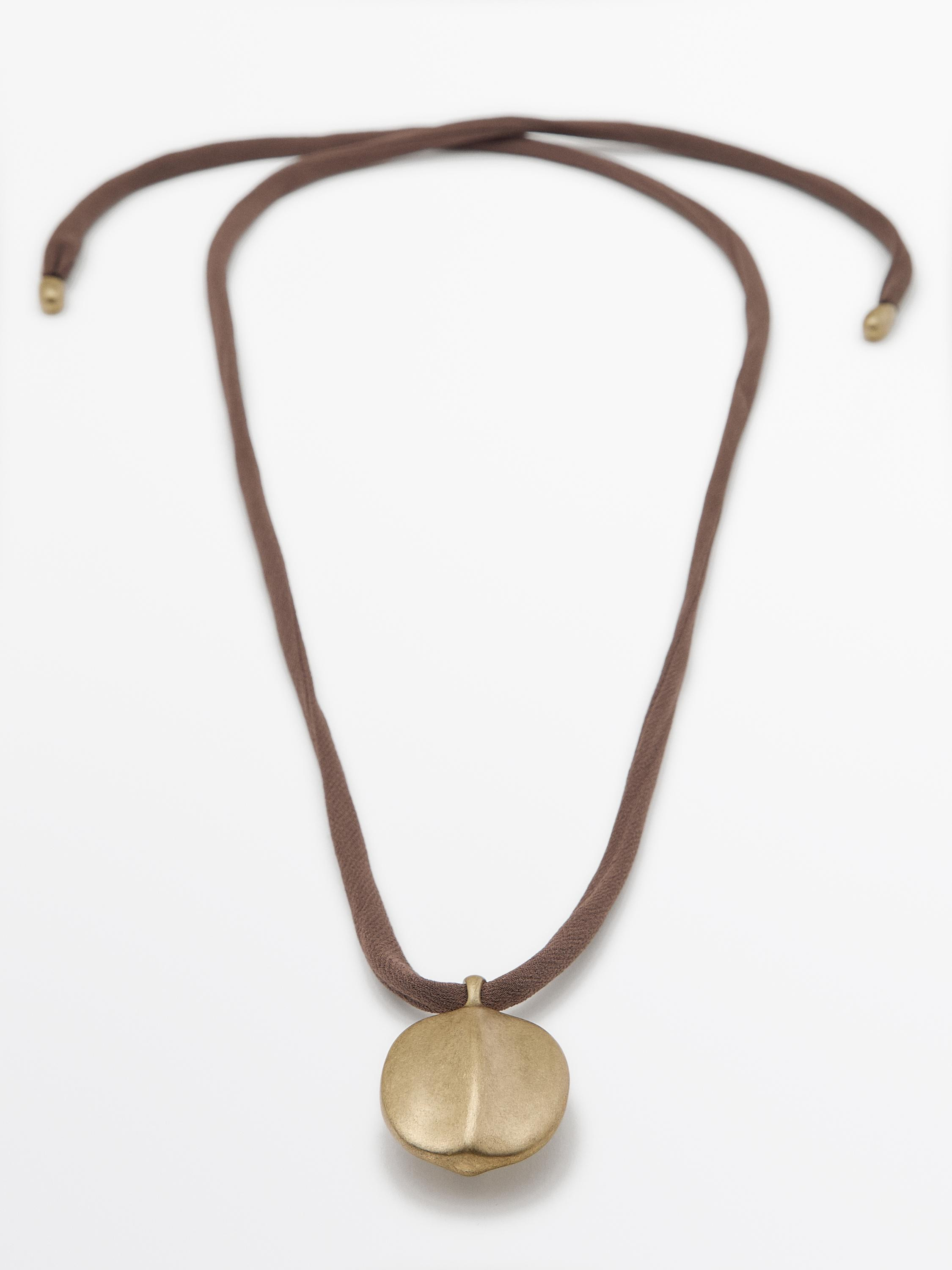 Leaf and silk cord necklace | Massimo Dutti US