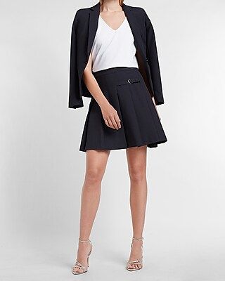 High Waisted Supersoft Twill Pleated Tennis Skirt | Express