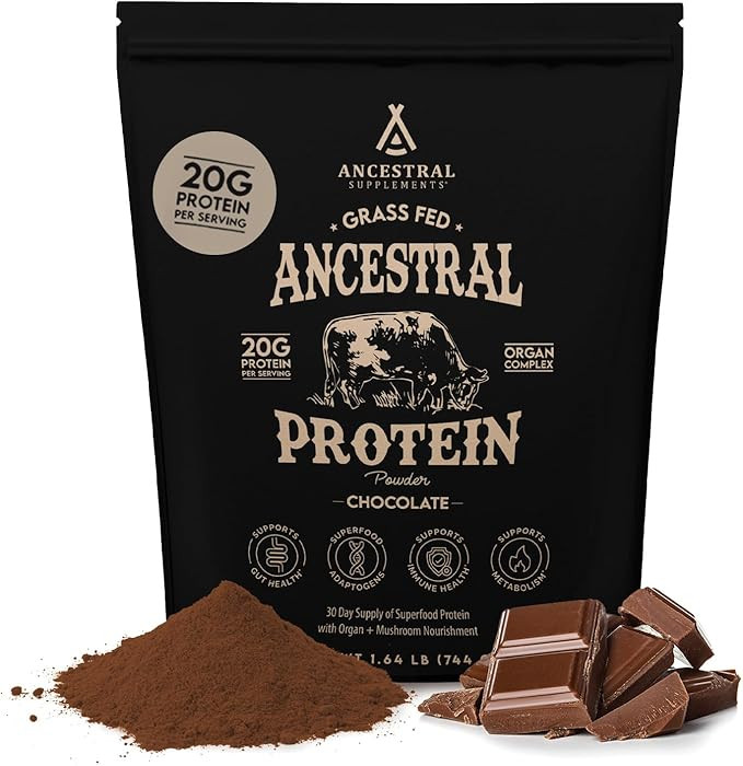 Ancestral Supplements Grass Fed Protein Powder, Chocolate, Beef Bone Broth Based w/Beef Organs & ... | Amazon (US)
