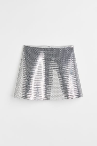 Sequined Mini Skirt - Silver-colored - Ladies | H&M US | H&M (US)