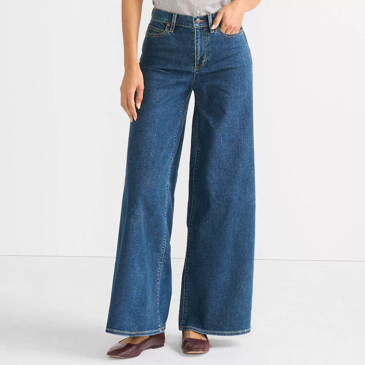 Lands' End Women's Recover Denim High Rise Extra Wide Leg Jeans | Target