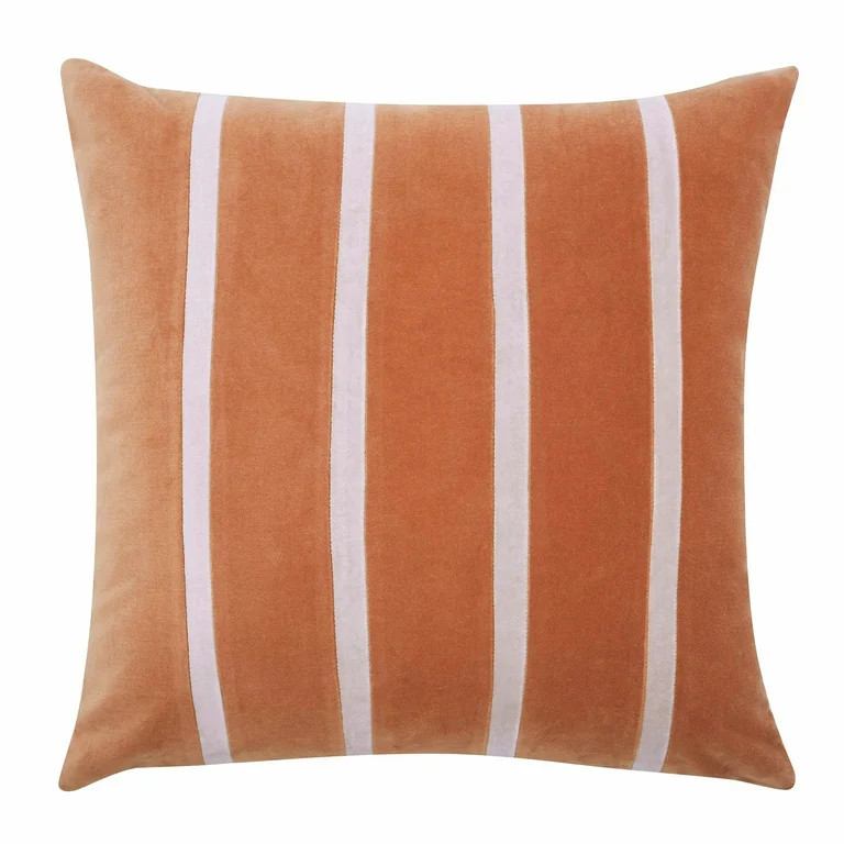 Beautiful 20" x 20" Burnt Orange Stripe Velvet Decorative Pillow by Drew Barrymore | Walmart (US)
