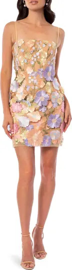 Hilma Floral Appliqué Sequin Minidress | Nordstrom